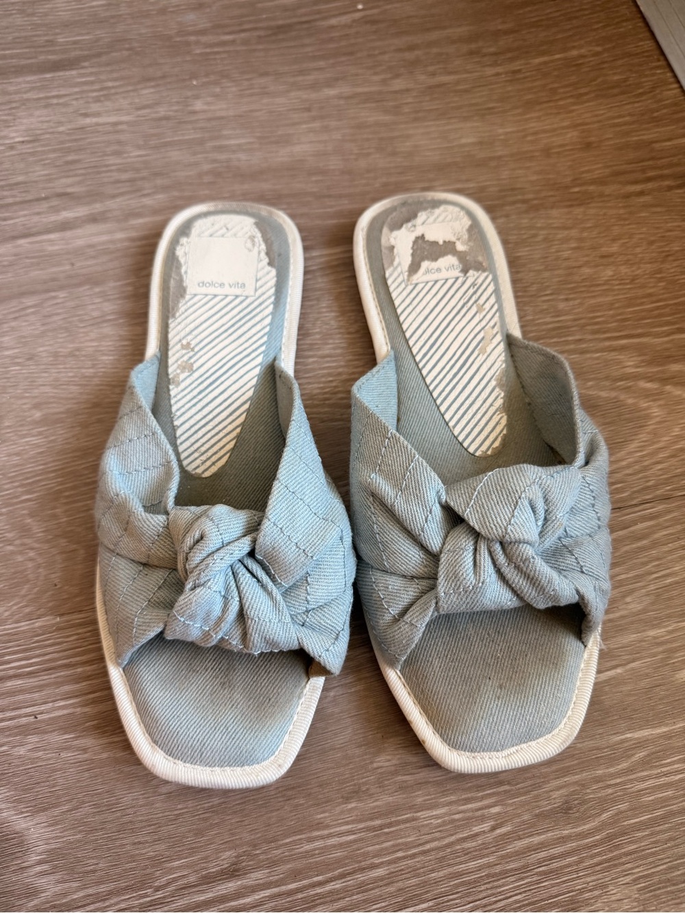 Dolce Vita Light Blue Knotted Slide Sandals